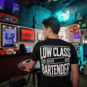 Low Class Dive Bartender – Silver Fox Lounge Tee